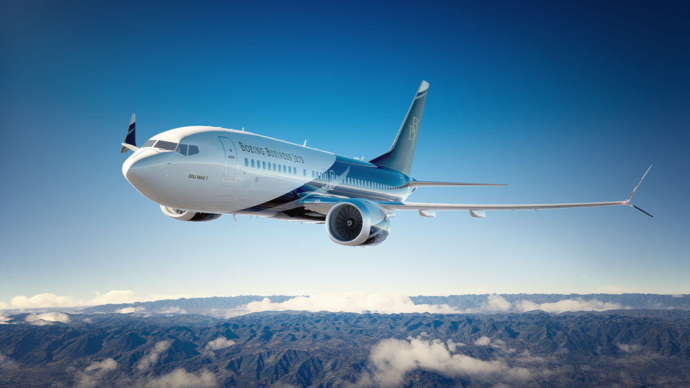 Boeing Business Jet (BBJ) cabin for Baltimore charter